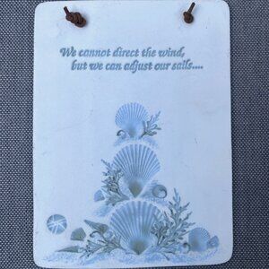 Coastal Cottage Seashell Wall Hanging Inspirational Quote Nautical Vintage